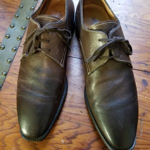 Santoni Italian Leather Brown Oxford Dress shoes